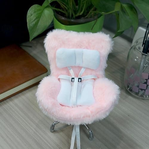 Doll Car Seat Compatible with Labubu, Chair for 3–8 inch Dolls - Adjustable Safety Strap, Air Vent Clip & Desktop Stand, Soft Cushion, Cute Car Ornament Gift for Collectors & Fans (Pink) thumbnail 2