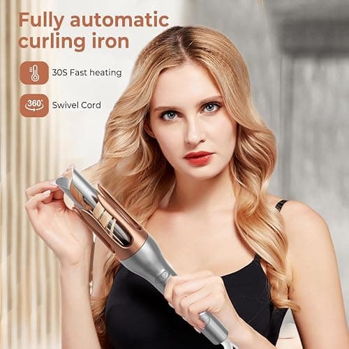 Hair Curler, Portable Automatic Curling Iron with Anti-Scald Design, 30s Fast Heat, 3 Temp Settings, 32mm Tourmaline Ceramic Barrel, 60 Min Auto Shut-Off thumbnail 3