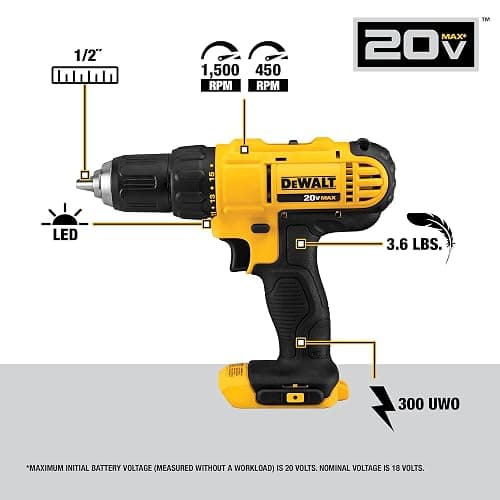 DEWALT 20V MAX Cordless Drill and Impact Driver, Power Tool Combo Kit with 2 Batteries and Charger (DCK240C2) thumbnail 4