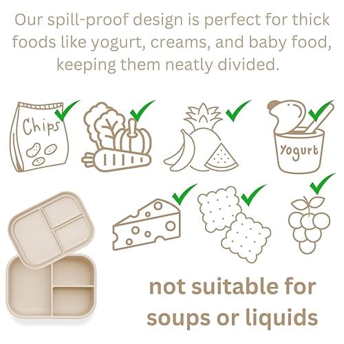 Ali+Oli Silicone Bento Box (Coconut) Lunch Box for Kids, Toddlers, Preschoolers & Adults | BPA-Free and Spill-Proof | Ideal for School, and On-the-Go Meals| Perfect for Lunch, Snacks, and Meals thumbnail 5
