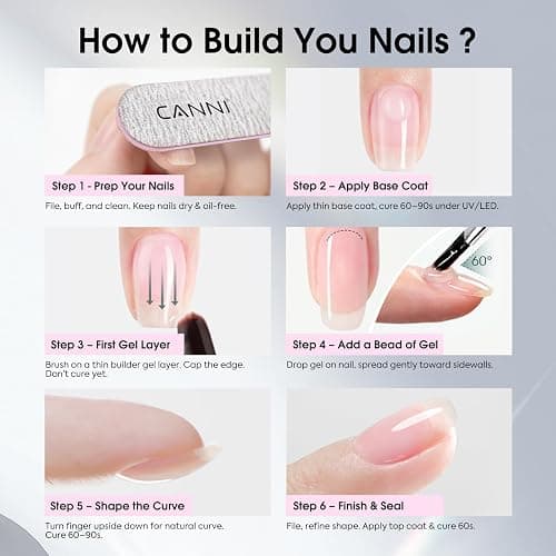 CANNI Builder Nail Gel Polish, 8 in 1 Clear Builder for Nails Strengthener Gel Polish Thickening Extension for Beginners DIY Home Salon Manicure thumbnail 7