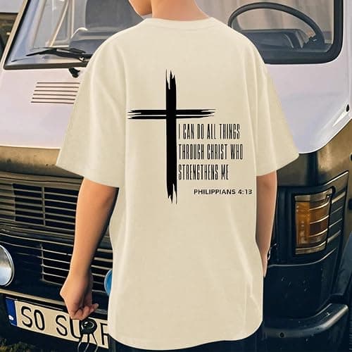 KEEVICI Boys Christian Graphic Tees God Jesus Shirts for Kids Cross Faith Bible Verse Inspirational Religious Cotton T Shirt thumbnail 3