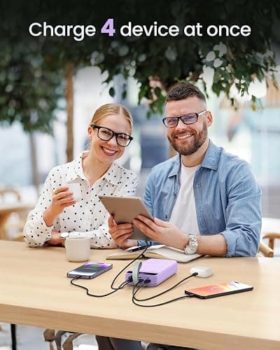 DAOLOT Power Bank Fast Charging 50000mAh - 22.5W Portable Charger USB C Quick Charge with 4 Outputs & 3 Inputs LED Display Huge Capacity External Battery Pack for iPhone, Samsung, iPad etc Purple thumbnail 5