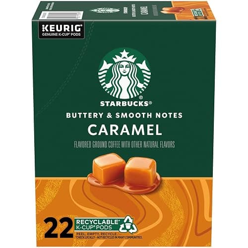 Starbucks K-Cup Coffee Pods, Flavored Hot or Iced Coffee, Caramel, 22 Keurig Pods - Image 1