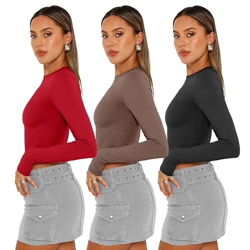 AUTOMET 3 Pack Womens Long Sleeve Shirts Y2K Going Out Crop Tops Cute Basic Slim Fitted Fall Fashion Outfits 2025 Clothes thumbnail 3