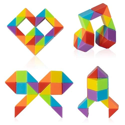 Ganowo Medium Snake Cube, 4 Pack Twist Puzzle Stress Relief Sensory Toys Stocking Stuffers Bulk Supplies Goodie Bags Fillers Fidget Toys for Anxiety Teens Kids - Image 1