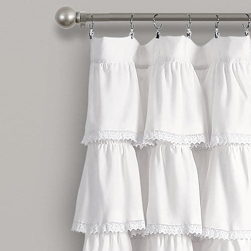 Lush Decor Lace Ruffle Light Filtering Window Curtain Panel Single 52" W x 84" L White - Ruffle Curtains for Bedroom or Nursery - Coquette Curtains thumbnail 3