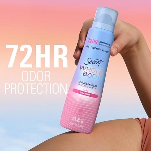 Secret Whole Body Deodorant for Women, Rosewater Scent, Aluminum Free Deodorant Spray, 72 HR Odor Protection, 3.5 oz thumbnail 4
