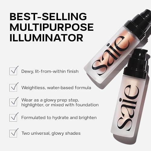 Saie Glowy Super Gel - Hydrating Makeup Primer and Illuminating Glow Serum Enriched with Vitamin C and Squalane Oil - All-Over Liquid Highlighter Makeup for Instant Glass Skin - Starglow (1 oz) thumbnail 9