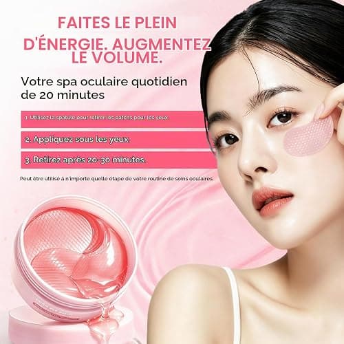 PDRN Collagen Niacinamide Under Eye Patches, Patchs pour les Yeux Hydrogel Pour Cernes, Poches, Antirides et Ridules, Soin Hydratant et Raffermissant Intense, Korean Skincare, 60 Patchs thumbnail 8