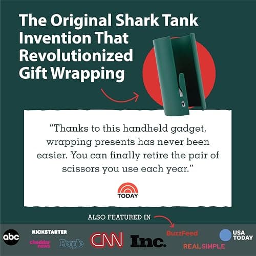 Little ELF Wrapping Paper Cutter (2-Pack) | As seen on Shark Tank | Made in USA | Green | Holiday Gift Wrap Paper Roll Holder and Cutter thumbnail 7