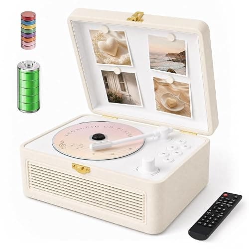 Kegaudio Radio mit CD Player Tragbar mit Bluetooth Retro-Design Weiß | Tragbarer CD-Player mit Lautsprecher, Fernbedienung Unterstützt USB/AUX-Wiedergabe Kopfhöreranschluss - Image 1