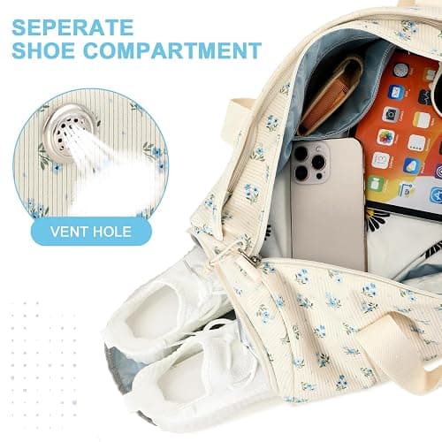 BTOOP Duffle Bag for Gym Sports Women Girls Workout Travel Bag Weekender with Shoe Compartment and Wet Pocket thumbnail 6