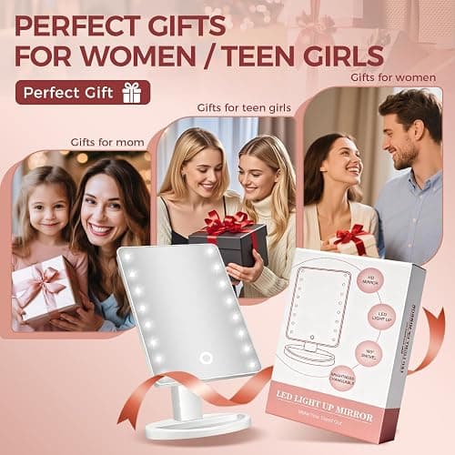 KOOKIN Lighted Vanity Makeup Mirror 16 Led Lights 180 Degree Rotation Lighted Mirror Touch Screen Adjusted Brightness Desk Mirrors USB Dual Supply Bathroom Beauty Cosmetic Mirrors (White) thumbnail 8