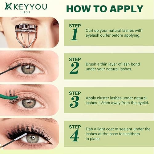 KEYYOU Flora Lash Clusters Kit Flaunt D Curl Natural Lashes 132pcs Lash Extension Kit 8-18mix Lash Clusters Fluffy Lashes with Ultra-Thin Soft Band with Remover Waterproof Bond and Seal(F01 Kit) thumbnail 8
