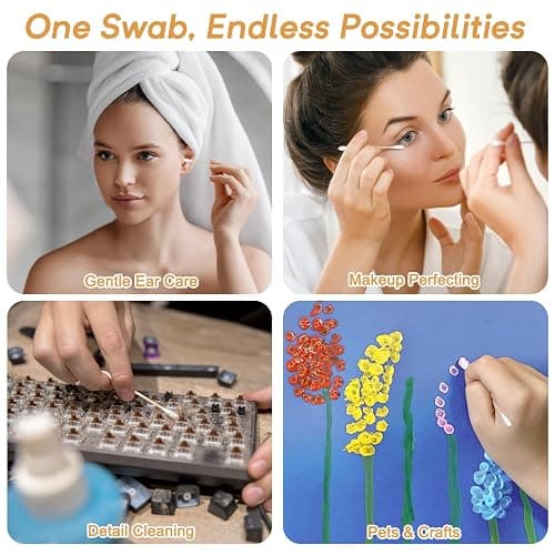 Bamboo Cotton Swabs, Soft Lint-Free Double Tips, 1000 Count Storage Box | Rounded Tips Feel Gentle For Outer Ear Care, Face Cleaning, Skincare, Daily Touch-ups thumbnail 4