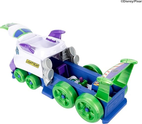 Hot Wheels Toy Car, Disney and Pixar Hi-Tech Buzz Lightyear Launcher & Hauler with 1:64 Scale Die-Cast Superstar Speeder Hi-Tech Buzz Lightyear thumbnail 6