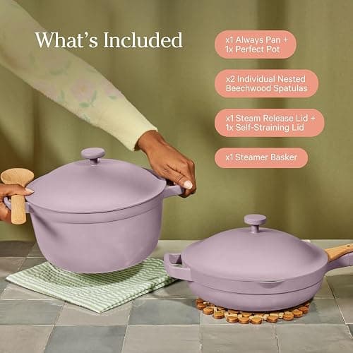 Our Place Cookware Duo, 7-Piece Ceramic Nonstick Cookware Set with Strainer | Non-toxic ceramic cookware set with 10.5-inch Always Pan, 5.5 Qt Perfect Pot & strainer; induction & oven safe to 450°F thumbnail 6