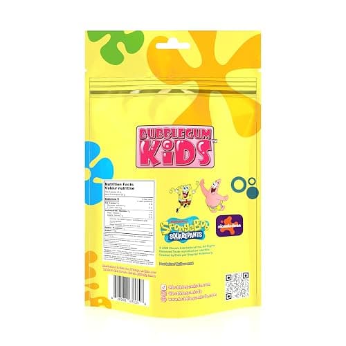 SpongeBob Pineapple Sugar Free Gum by Bubblegum Kids | Pineapple Flavor, Sugarless Gum with Xylitol | Vegan, Low Calorie Candy for Kids & Adults | Resealable Bag, 55 Pieces Per Pack, 1 Pack thumbnail 3