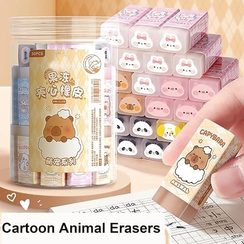 30 Pcs Cute Erasers Cartoon Animal Eraser Kawaii 3D Erasers Pencil Eraser for Students Girls Boys Women School Office Supplies Small Eraser Gift Pack (Animal) thumbnail 6