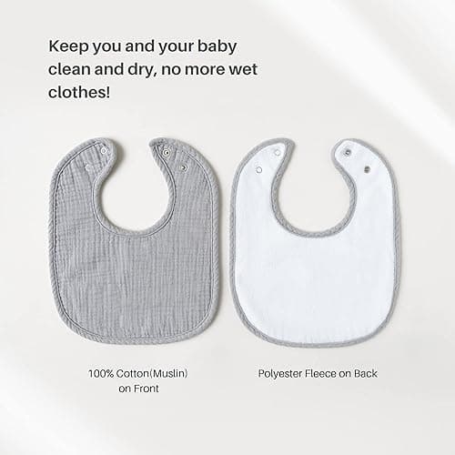 Konssy 6-Pack Muslin Baby Bibs for Boys & Girls, Soft Cotton Absorbent Bandana Drool Bibs for Drooling & Teething thumbnail 4