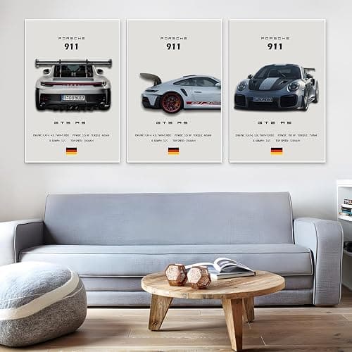 VejiA Car Poster Canvas Wall Art 911 GT Turbo Posters For Men Bedroom Aesthetics Decor (16x24, Unframed 2) thumbnail 4