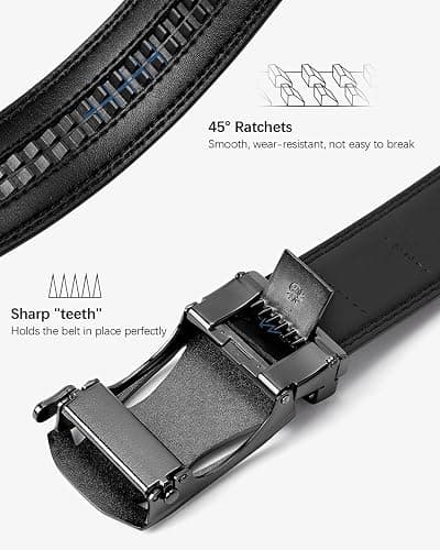 BOSTANTEN Mens Belt Leather Ratchet Belt For Men Dress and Casual with Adjustable Buckle, Trim to Fit thumbnail 6
