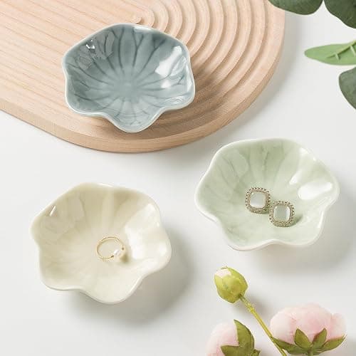 Ceramic Trinket Dish, Ring Tray, Decorative Jewelry Dish for Earrings Necklaces Watch Keys Women (Green Leaf) thumbnail 7