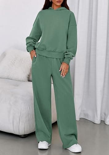 PRETTYGARDEN Womens Sweatsuits 2 Piece Set 2026 Casual Winter Long Sleeve Hoodie Loose Wide Leg Sweatpants Fall Tracksuit thumbnail 7