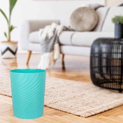 UUJOLY Plastic Small Trash Can Wastebasket, Garbage Container Basket for Bathrooms, Laundry Room, Kitchens, Offices, Kids Rooms, Dorms, (Light Blue, 1.8 Gallon) thumbnail 3