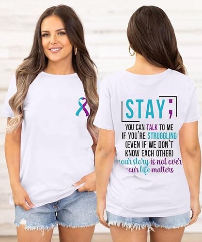 Suicide Awareness Shirt Women Mental Health Suicide Prevention Awareness Tshirt Therapist Inspirational Quote Tee Tops - Image 1