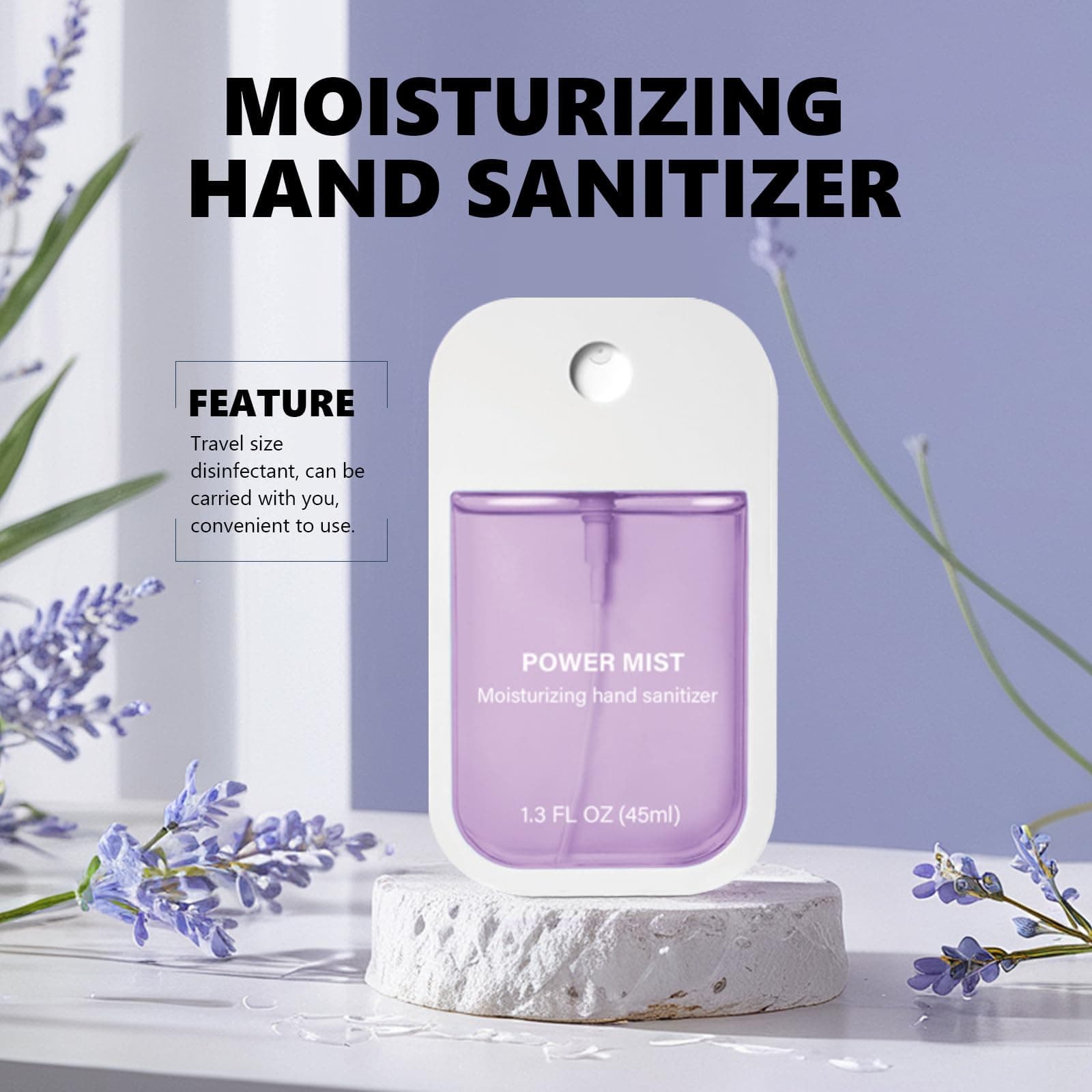 Power Mist Hydrating Hand Sanitizer Spray, 4-Pack (Lavender, Aloe Vera, vanilla,Odorless), Quick Dry Mini Hand Sanitizer Spray for Clean Your Hands,600-Sprays (1.6 fl oz/Pack) (1-Pack) thumbnail 3