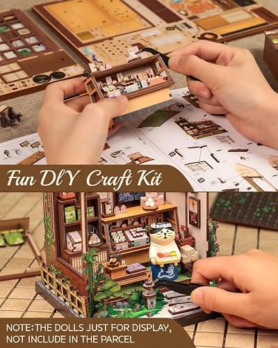 Cutefun Book Nook Kit - DIY Miniature House Kit for Adults, Teens and Beginners, Japanese Dessert Shop Booknook Tiny House Bookshelf Decor 3D Wooden Puzzles, Gifts for Friends and Family (Sweet Shop) thumbnail 7