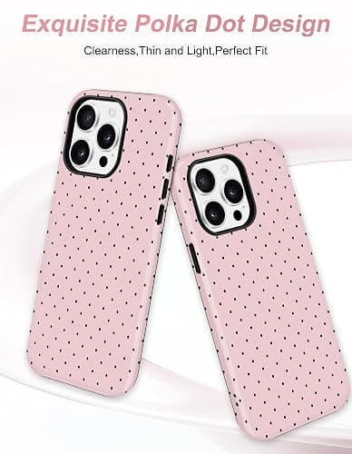 Jusy Magnetic Polka Dot Case for iPhone 16,Pink | Compatible with MagSafe, Cute Aesthetic Polka Dots Design, TPU and PC Protective Shockproof Cover thumbnail 3