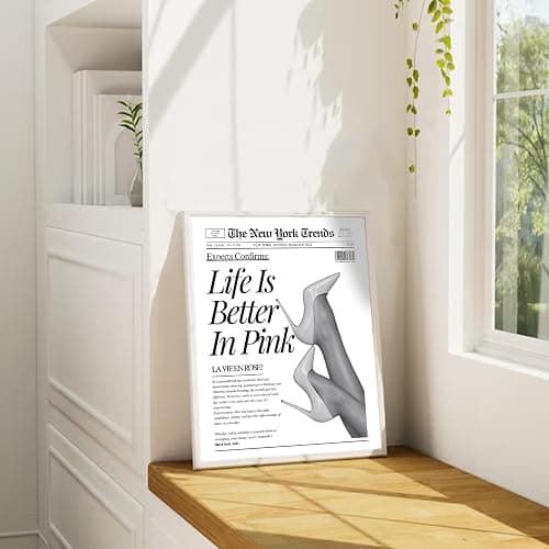 uniro Trendy Newspaper Wall Art Prints, Vintage Black & White Newspaper Wall Decor Aesthetic Pictures, Retro Girly Dorm Room Decor, Funky Bathroom Wall Decor Disco Poster for Teen Girl Bedroom Apartment, Bar Cart decor - Unframed thumbnail 6