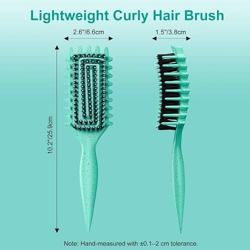 Curly Hair Brush, Curl Defining Brush with Soft Boar Bristles Detangling Tangled Glides, Wide-Teeth Design Effortlessly Shaping & Defining Curls, Curling Definer for Wet & Dry Hair (Green) thumbnail 6