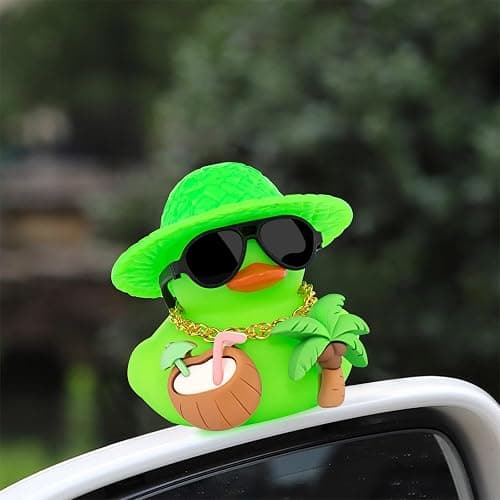 wonuu Summer Beachy Vacation Duckies, Tropical Paradise Rubber Duck Beach Surfing Ocean Voyage Rubber Ducks (Green, Coconut Drink, Palm Tree) thumbnail 2