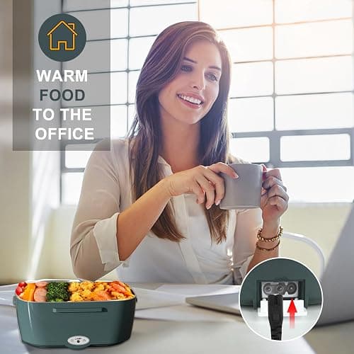 Monteka Electric Lunch Box Food Heater - Leakproof Portable Food Warmer heated lunch box for adults for Car/Home/Truck with 1.5L Removable Stainless Steel Container, White Elephant Gift, 12V/24V/110V thumbnail 5