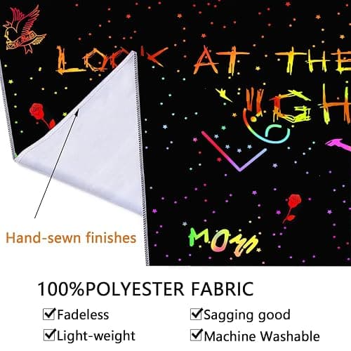PSYHILAR Blacklight Lil Peep Tapestry, Black Light Posters for Bedroom, Star Shopping Rapper UV Flag (90 x 70 Inches) thumbnail 6