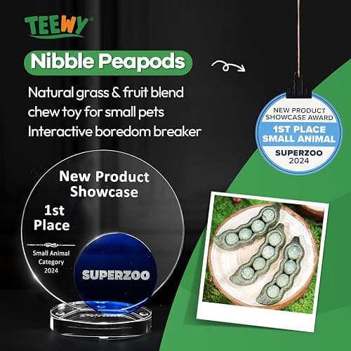 TEEWY Guinea Pig Toys, Prevent Teeth Overgrowth, Natural Vegetables and Timothy Grass, Hamster Chew Toys, Guinea Pig Chew Toys, Chinchilla Toys, 3PCS, Peapod-Shaped thumbnail 6
