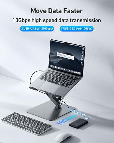 BENFEI Laptop Stand with USB C 7in1 Docking Station,HDMI 4K@60Hz,1*SD 1*Micro SD,100W Power Delivery,10Gbps 1*USB C 3.2 and 2*USB A 3.2 Compatible with MacBook Pro/Air, iPad Pro, XPS, Thinkpad thumbnail 3