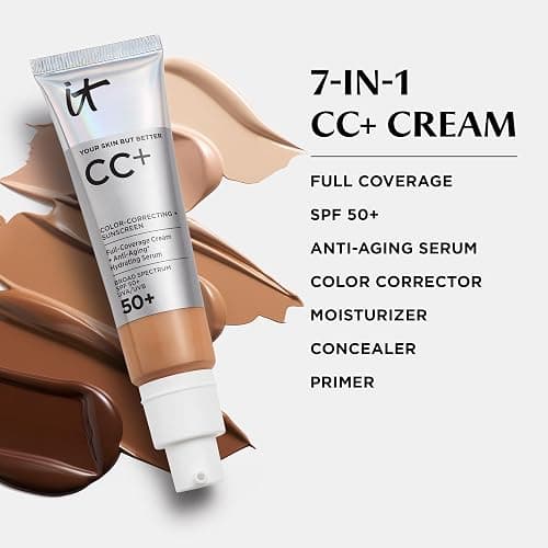 IT Cosmetics CC+ Cream with SPF 50+ Full Coverage Foundation Natural Finish | Color Correcting Foundation + Concealer - Anti-aging Hydrating Serum, Hyaluronic Acid + Niacinamide, Perfect for Mature Skin thumbnail 8