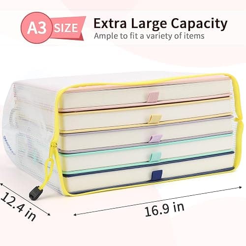 Umriox Zipper Pouch, 16.9x12.4 in (12 Colors, 12 Packs), Extra Large Zipper Bags, Waterproof Bags for Office Supplies, Puzzles, Board Game Storage & Cross Stitch Projects thumbnail 2
