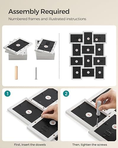 SONGMICS Collage Picture Frames, 4x6 for Wall Decor, Multi Family Photo for Gallery Decor, Hanging Display, Set of 12, Cloud White URPF026W01 thumbnail 4