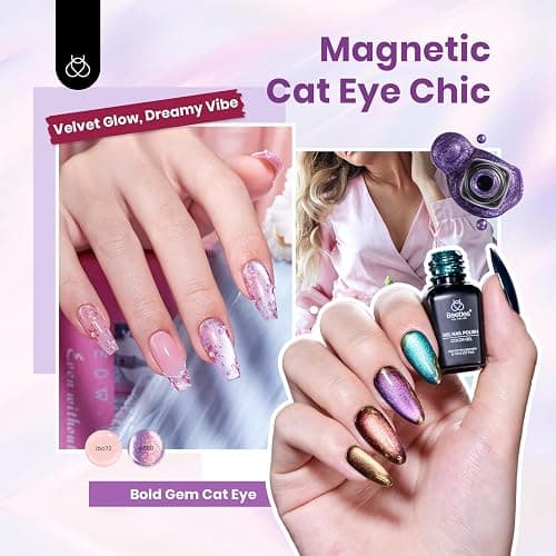Beetles 100 Colors Gel Nail Polish Set, 119 PCS Nail Polish Kit All Season Cat Eye Pink Blue Jelly Glitter Pearl Gel Polish & 5Pcs Base Top Coat Soak off UV Manicure Nail Art Home Gifts for Women thumbnail 5