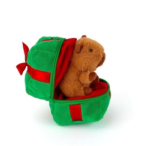 Plushland Zip Up Christmas Capybara Plush Box - Green Xmas Gift Set, Stuffed Animal Toy for Family, Festive Present for Capybara Lovers 6 Inch thumbnail 3