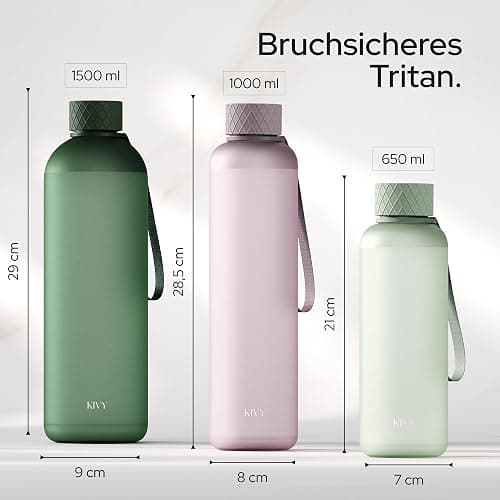 KIVY Tritan Trinkflasche 1l - Kohlensäure geeignet & Auslaufsicher - Für Sport, Schule & Büro - Sport Trinkflasche Gym - Wasserflasche Sprudel geeignet - Sportflasche 1 Liter - Weiß/Gold thumbnail 3
