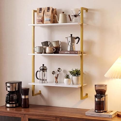 COSTWAY Mensola da Parete a 3 Livelli, Scaffale Verticale Sospeso per Bar Caffè, Portaoggetti Multiusi per Soggiorno Ufficio Domestico e Bagno, 53x23x90 cm (Bianco) thumbnail 7