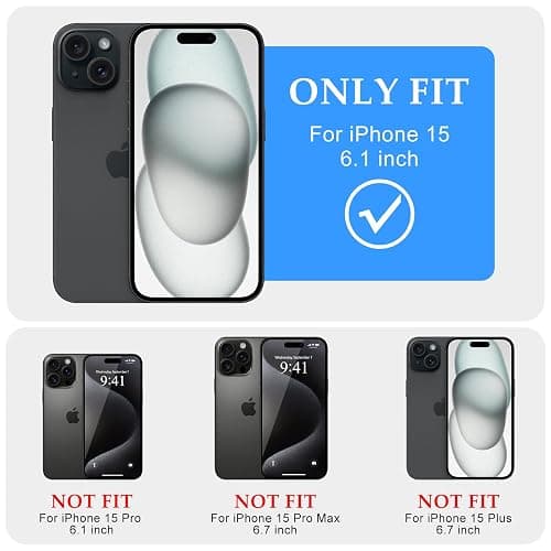Pepmune for iPhone 15 Case, Curly Wavy Frame Hard Translucent Matte Clear Back Cover for Women Men Compatible with Magsafe TPU Bumper Shockproof Drop Protection Phone Case for iPhone 15, Black thumbnail 2