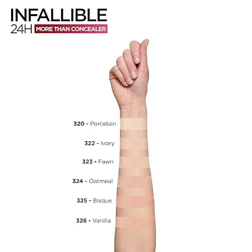 L'Oréal Paris Concealer zum Abdecken und Auffrischen, Für ein deckendes Finish und bis zu 16H Halt, Infaillible More Than Concealer, Farbe:- 322 Ivory, 11 ml (Packung mit 2) thumbnail 6